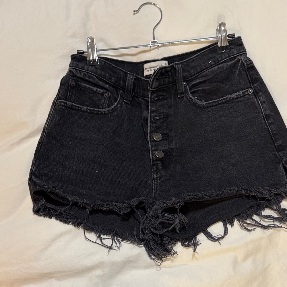 Abercrombie & Fitch Black High Waist Denim Shorts